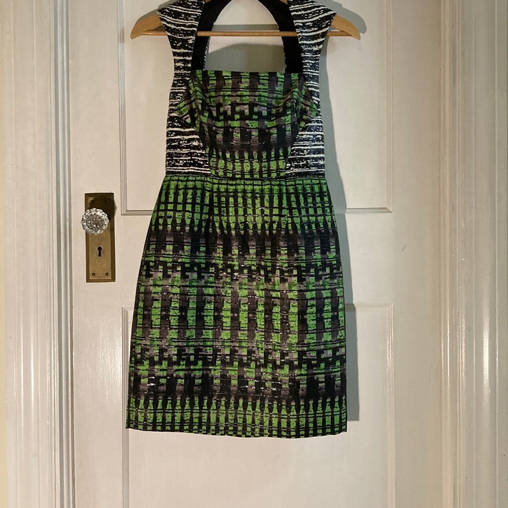 Emerald Green and Black Patterned Women's Dress (Gold Label)